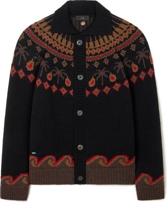 Alanui Black Sweet Winter Jacquard Virgin Wool Cardigan