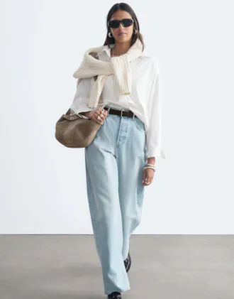 & Other Stories camicia oversize in puro cotone con tasca bianca-Bianco