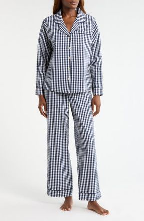Nordstrom Classic Cotton Pajamas in Navy Laura Gingham at Nordstrom, Size X-Small