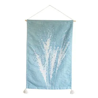 Foreside Home And Garden Pampas Grass Tapestry Blue Cotton at Nordstrom, Size Medium