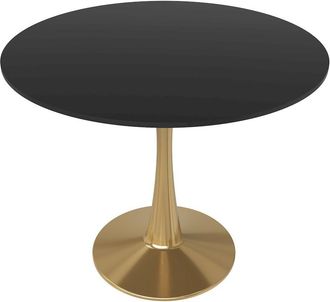 Leisure Mod Bristol 35 round dining table Gold Base With Black Top