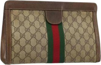 Gucci Pre-owned Clutches, female, Beige, Size: ONE SIZE Pre-owned Leather Clutch