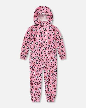 Deux par Deux Rain One-Piece Heart Print in Polyurethane in Pink Heart Print at Nordstrom, Size 24M