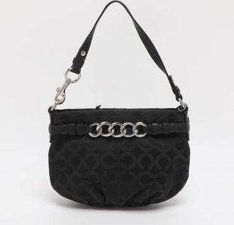 Coach Brooke Black Op Art Jacquard And Leather Hobo