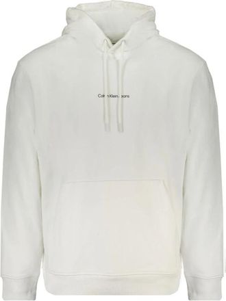 Calvin Klein Witte Katoenen Hoodie met Zak - Heren - Hoodies - Wit - XL - Katoen - Hoodies & sweatvesten