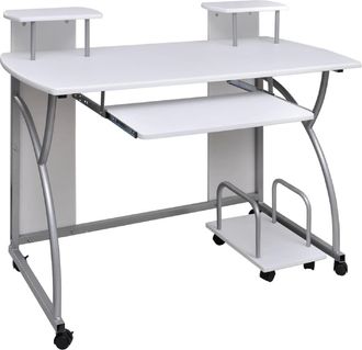 vidaXL Escritorio Ordenador Madera Contrachapada Blanco 110x52x88,5 Cm Vidaxl