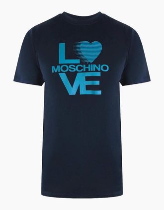 Love Moschino Mens Love Moschino Logo T-Shirt in Navy - Size: 38