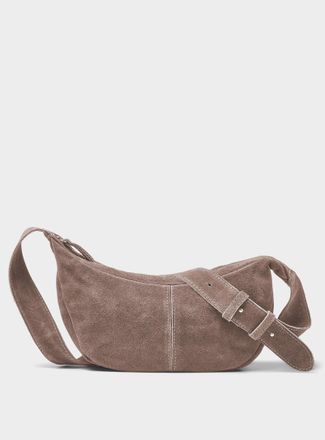 Simons Womens Minimalist suede half-moon bag Exclusive collection from Italy