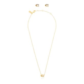 Coach Set: oorbellen en ketting - Dames - Kettingen - Geel - ONE Size - Leer - Accessoires