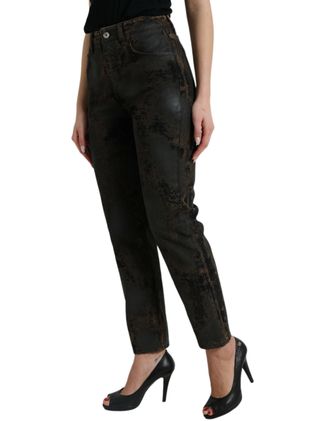 Dolce & Gabbana Womens Brown Boyfriend Mid Waist Cotton Denim Jeans Elastane Clothing