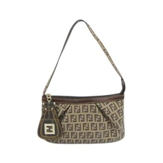 Fendi Pre-owned Shoulder Bags, female, Beige, Size: ONE SIZE Pre-owned Coated Canvas Clutch Bag