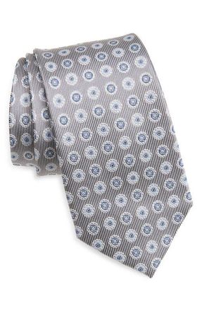 Nordstrom Medallion Jacquard Silk Tie in Silver at Nordstrom