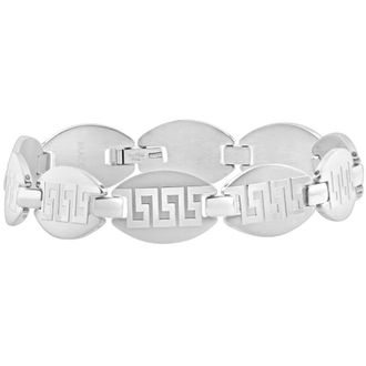 Pompeii3 Mens Steel Single Tone Designed Link 14mm Link 8.5 Bracelet