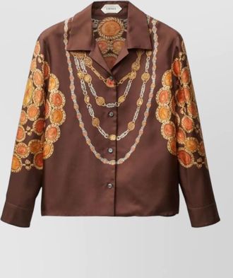 Versace collared neck long sleeve nylon silk top