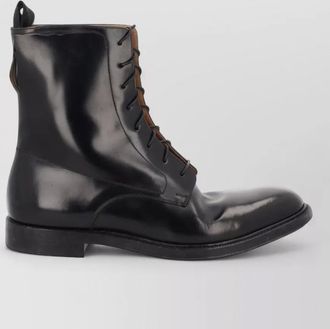 Maison Margiela leather ankle boots round toe pull tab