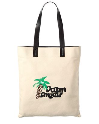 Palm Angels Sketchy Canvas & Leather Shopping Bag