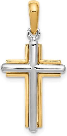 Diamond2Deal 14k Two-tone Gold Cross Pendant