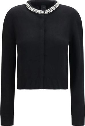 Pinko Colonia Cardigan - Dames - Vesten - Zwart - M - Katoen - Truien & Vesten