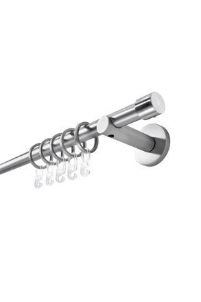 Boxxx Rundstangengarnitur, Edelstahlfarben, Metall, 200 cm, Heimtextilien, Vorhänge, Vorhangstangen, Rundstangengarnitur