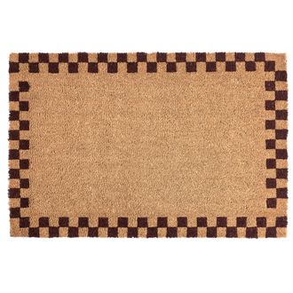 Beliani Felpudo De Fibra De Coco Antideslizante 40 X 60 Cm Con Base De Pvc Motivo Liso Beige/rojo Sagada