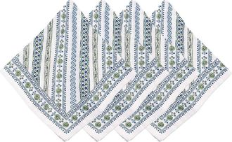 Juliska Sevilla Stripe Set of 4 Cotton Sateen Napkins in Green at Nordstrom