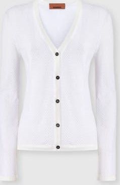 Missoni Cardigan In Cotton And Viscose Tone-on-tone Zig Zag in White at Nordstrom, Size 40 It