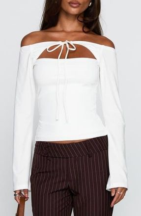 Princess Polly Nevah Off the Shoulder Cutout Top in White at Nordstrom Rack, Size 6