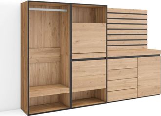 Skraut Home Zapatero efecto madera roble 227x35x145cm