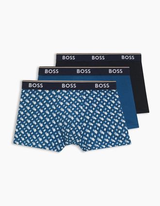 HUGO BOSS Mens BOSS Bodywear 3 Pack Boxer Shorts with Logo Detail - Navy - Size: 37/36/32