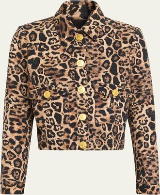 L'agence Cyra Leopard Tweed Low-Rise Mini Skirt