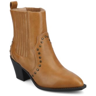 Journee Collection Womens Braylee Studded Western Ankle Booties