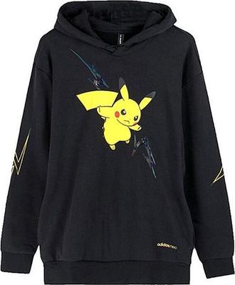 adidas neo M PKMN Pikachu Pattern Printing hooded Drawstring Black FU3923