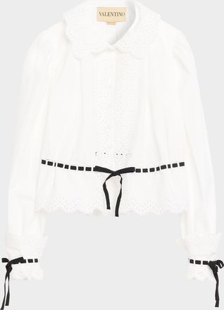 Valentino Garavani Eyelet-Embroidered Poplin Shirt