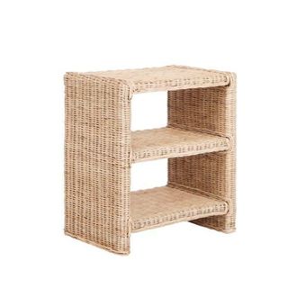 Jonathan Y Designs Praerie Coastal Bohemian Rattan/Wood 3 Tier End Table in Natural at Nordstrom