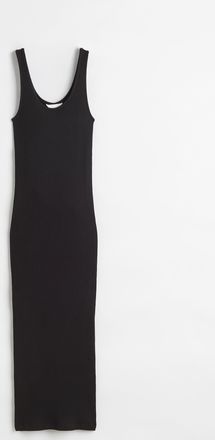 H&M Geripptes Bodycon-Kleid - Schwarz