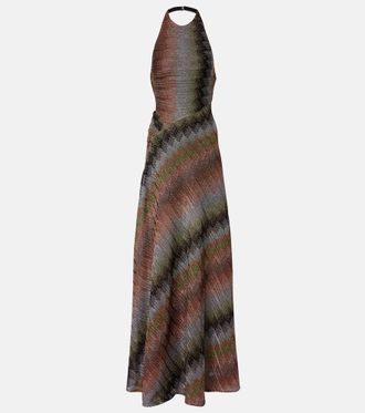 Missoni Zig Zag halterneck lame maxi dress
