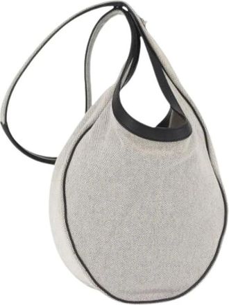 Herm&egrave;s Pre-owned Shoulder Bags, female, Gray, Size: ONE SIZE Pre-owned Vintage Canvas Shoulder Bag