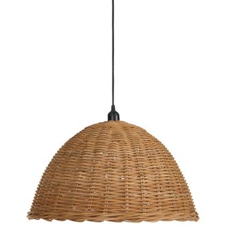 Beliani L&aacute;mpara Colgante De Rat&aacute;n Con Pantalla De C&uacute;pula Tejida Estilo Boho R&uacute;stico Natural Bengo