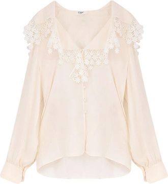 Chloé Dames, Blouses & Shirts, Roze, Maat: M Katoen