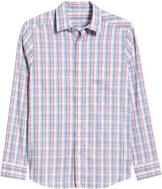 Vineyard Vines Higgs Beach Plaid Performance Button-Up Shirt in Mariner at Nordstrom, Size Xx-Large