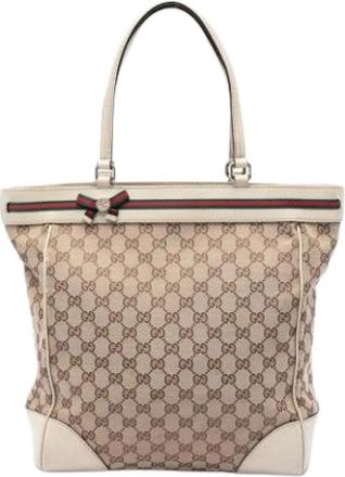 Gucci Pre-owned Mayfair Tote Bag - Dames - Vintage Shopper - Beige - ONE Size - Leer - Vintage