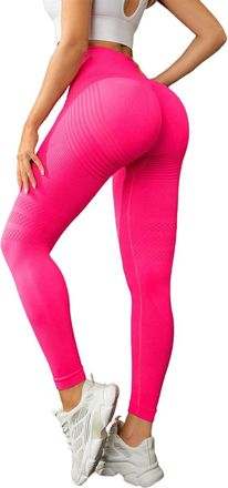 Generic Seamless Butt Lifting Workout Leggings for Women Soft Elastic Opaque High Waist Yoga Pants Sports Workout Running Gym Leggings Gifts for Wife,Hot Pink