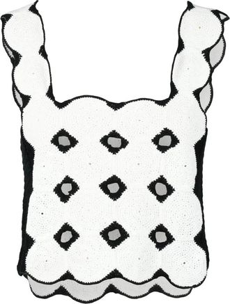 Alpha Studio White/Black Crochet Top