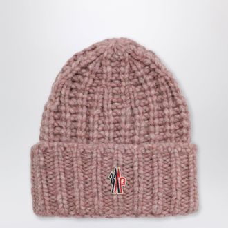 Moncler Berretto rosa ciliegia in misto alpaca a costine