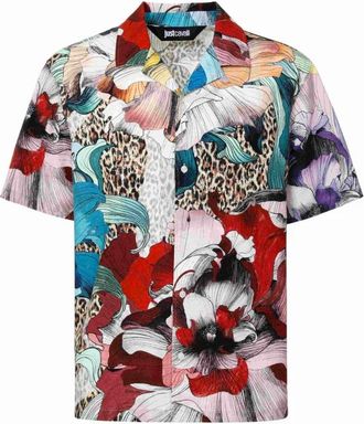 Just Cavalli Overhemden - Heren - Korte mouwen Overhemden - Veelkleurig - M - Overhemden