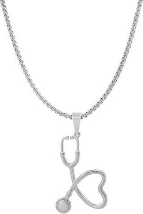 Steeltime HMY JEWELRY 18k Gold Plated Stainless Steel Stethoscope Heart Pendant Necklace in Metallic at Nordstrom Rack