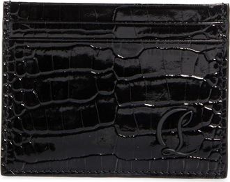 Christian Louboutin Mooncrest Lizard Embossed Leather Card Case in Black at Nordstrom