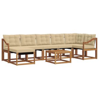 vidaXL Conjunto De Sof&aacute;s De Exterior Con Coj&iacute;n 8 Pcs Natural Y Beige Vidaxl