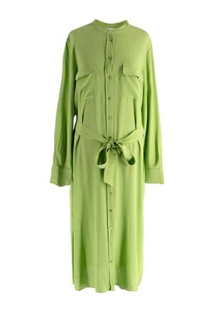 Marella Green Silk Blend Shirt Midi Dress Size XL