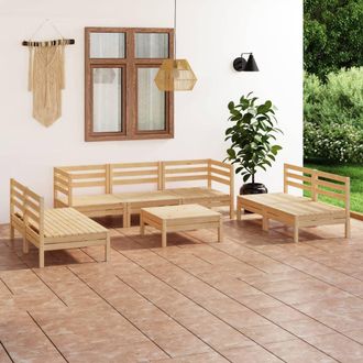 vidaXL Juego De Muebles De Jard&iacute;n 8 Piezas Madera Maciza De Pino Vidaxl